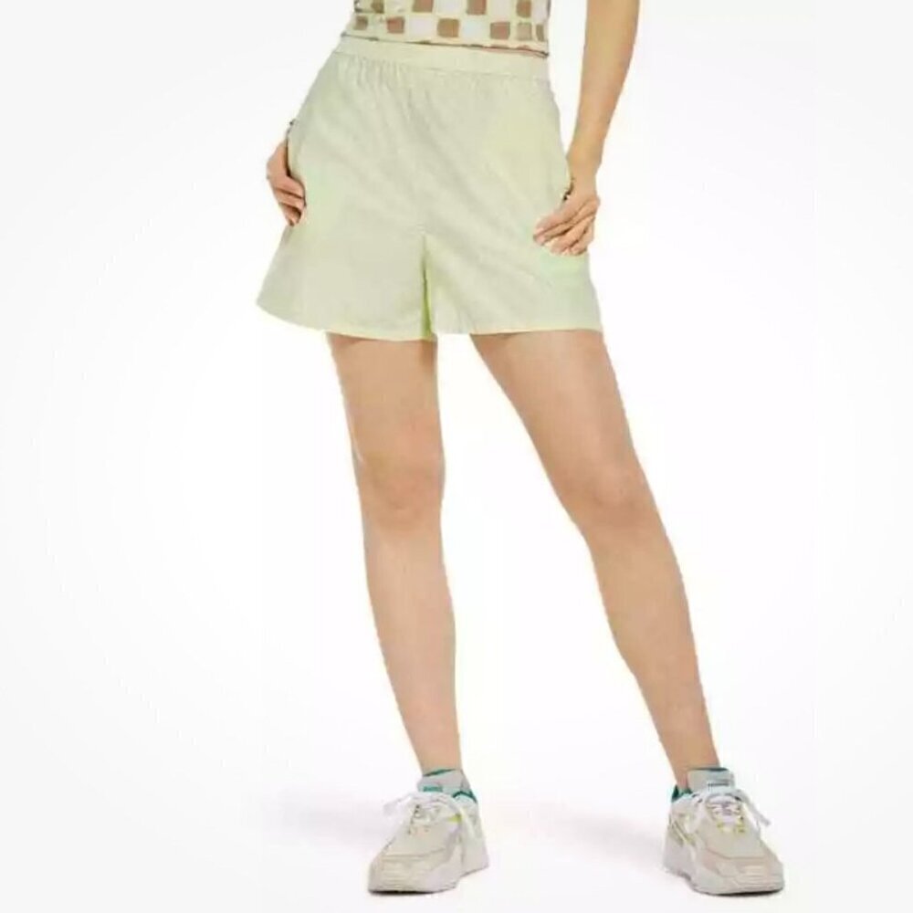 NWT BP by Nordstrom Pull-On Cotton Athletic Shorts in Green Limecream - 1X